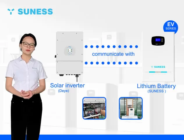 EV စီးရီး Lithium ဘက်ထရီသည် Deye Inverter နှင့် ချိတ်ဆက်ထားသည်။